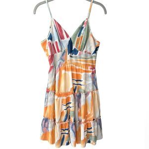 ECOWISH Colorful A Line Ruffle Dress Size S